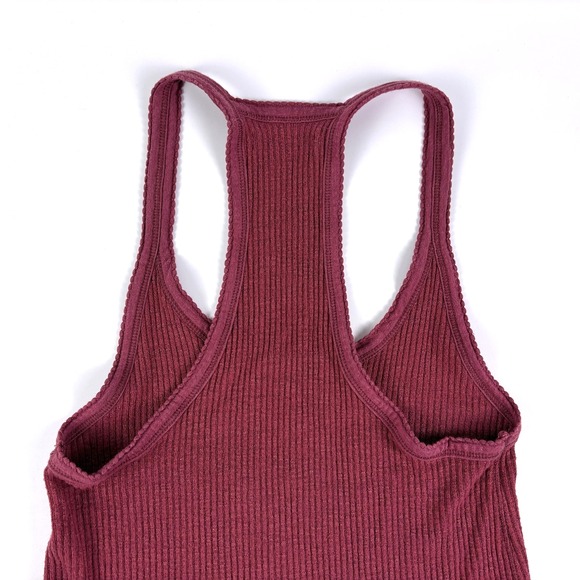 Abercrombie & Fitch Ribbed Henley Tank Top Sz XS Mauve Pink Racerback Scoop Neck - Picture 6 of 14
